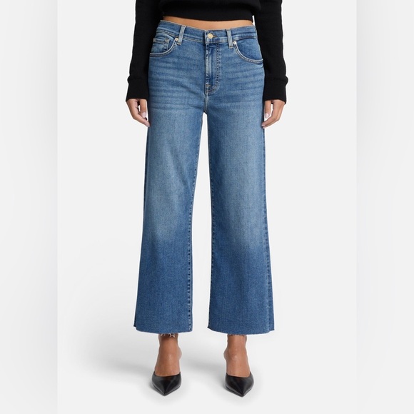 7 For All Mankind Denim - 7 FOR ALL MANKIND Alexa Cropped High Waisted Straight Leg Vintage Wash Womens 28